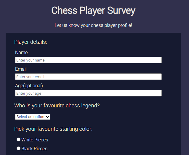 screenshot of a survey landing page